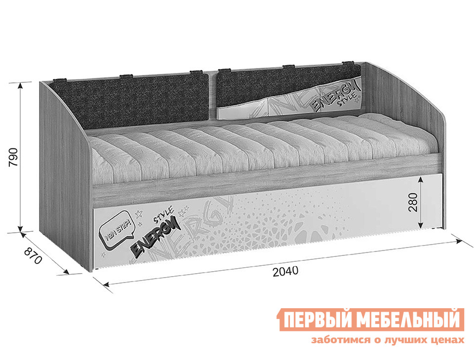 Детская кровать  Энерджи Дуб Сонома / Белый, Без бортика от Первый Мебельный