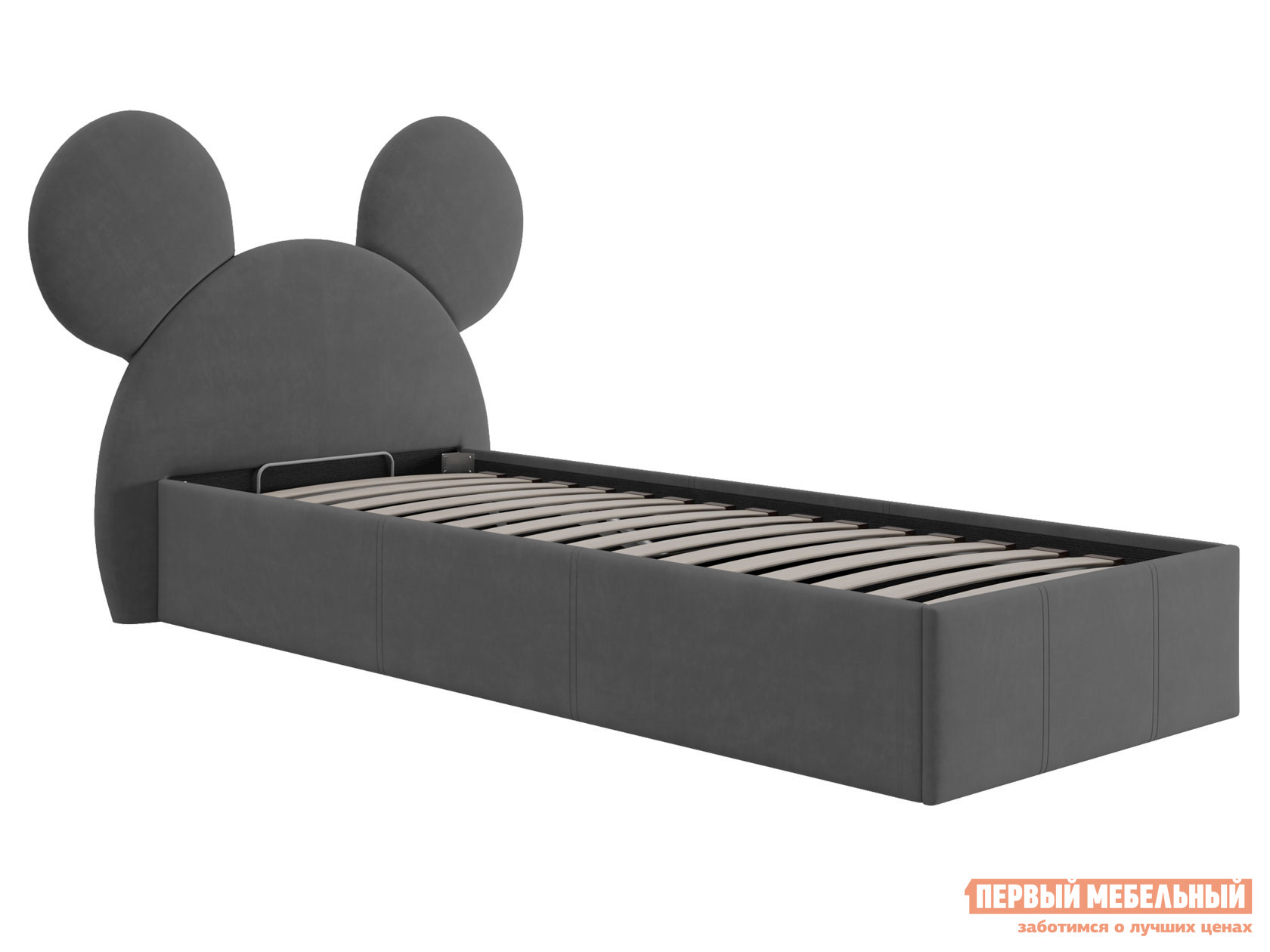 Детская кровать  Микки Серый, велюр, 900 Х 2000 мм от Первый Мебельный
