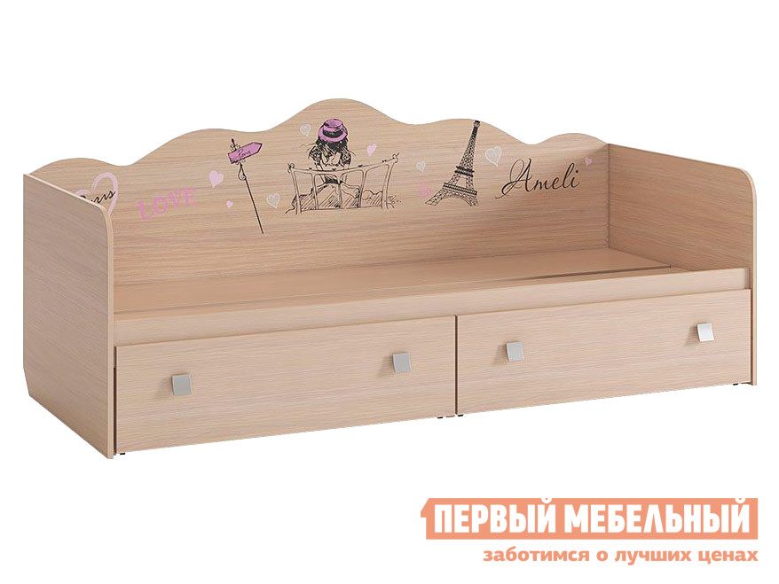 Детская кровать  Амели Дуб Млечный, Без бортика от Первый Мебельный