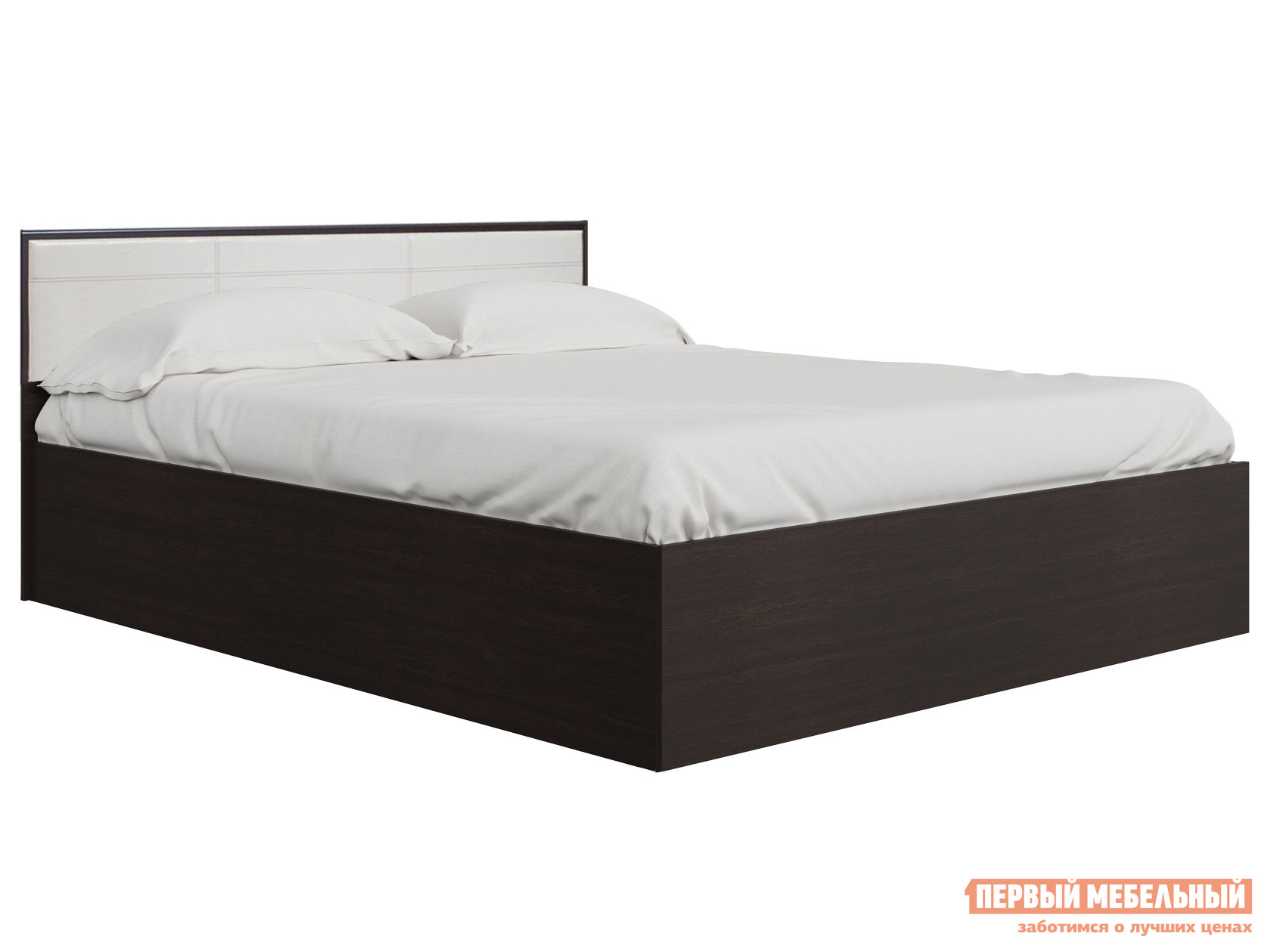 Двуспальная кровать  Амели Венге / Винил кожа, 160х200 см, С деревянным основанием Глазов 53727
