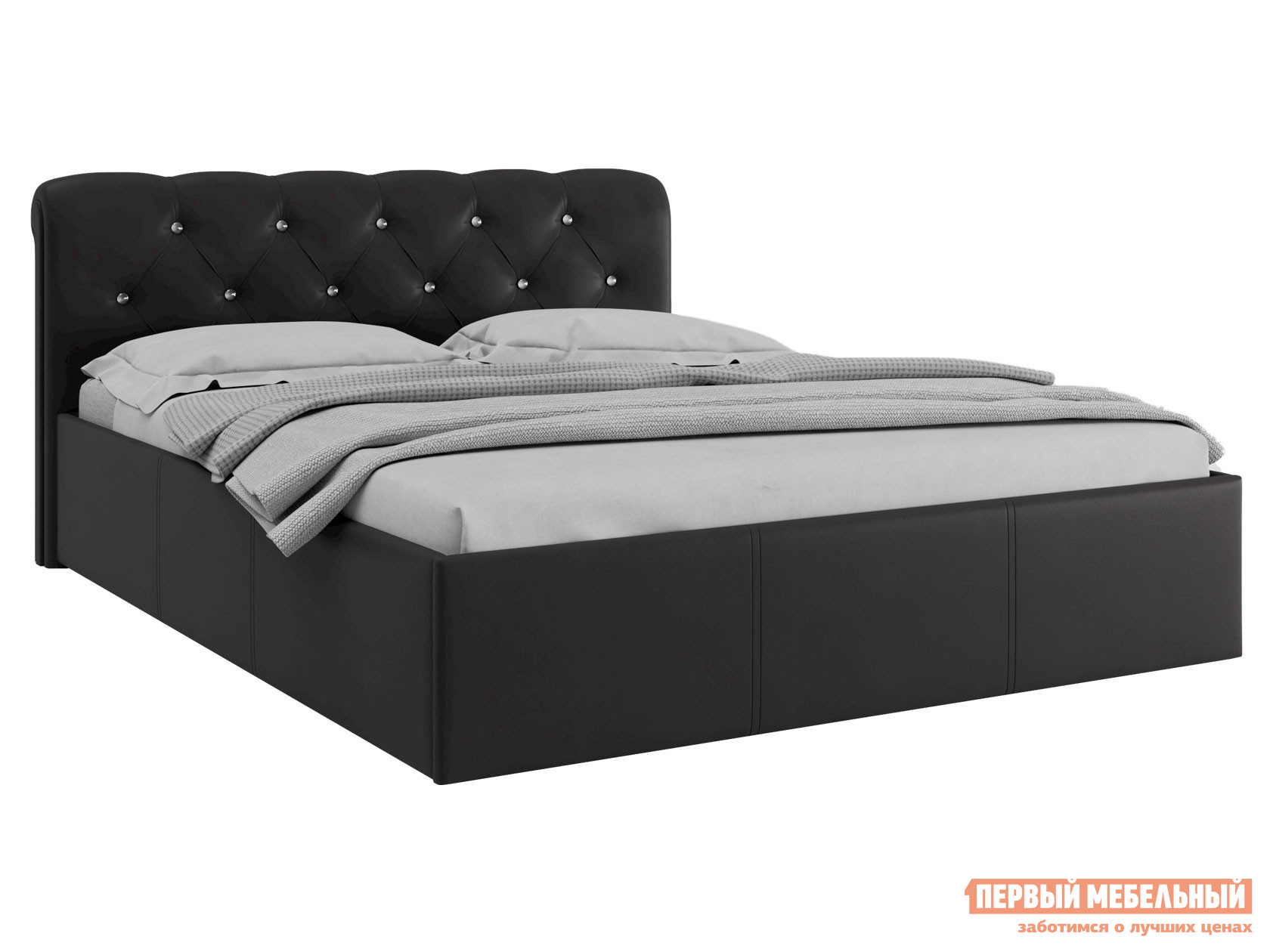 Двуспальная кровать  Калипсо ПМ Коричневый, экокожа, 140х200 см