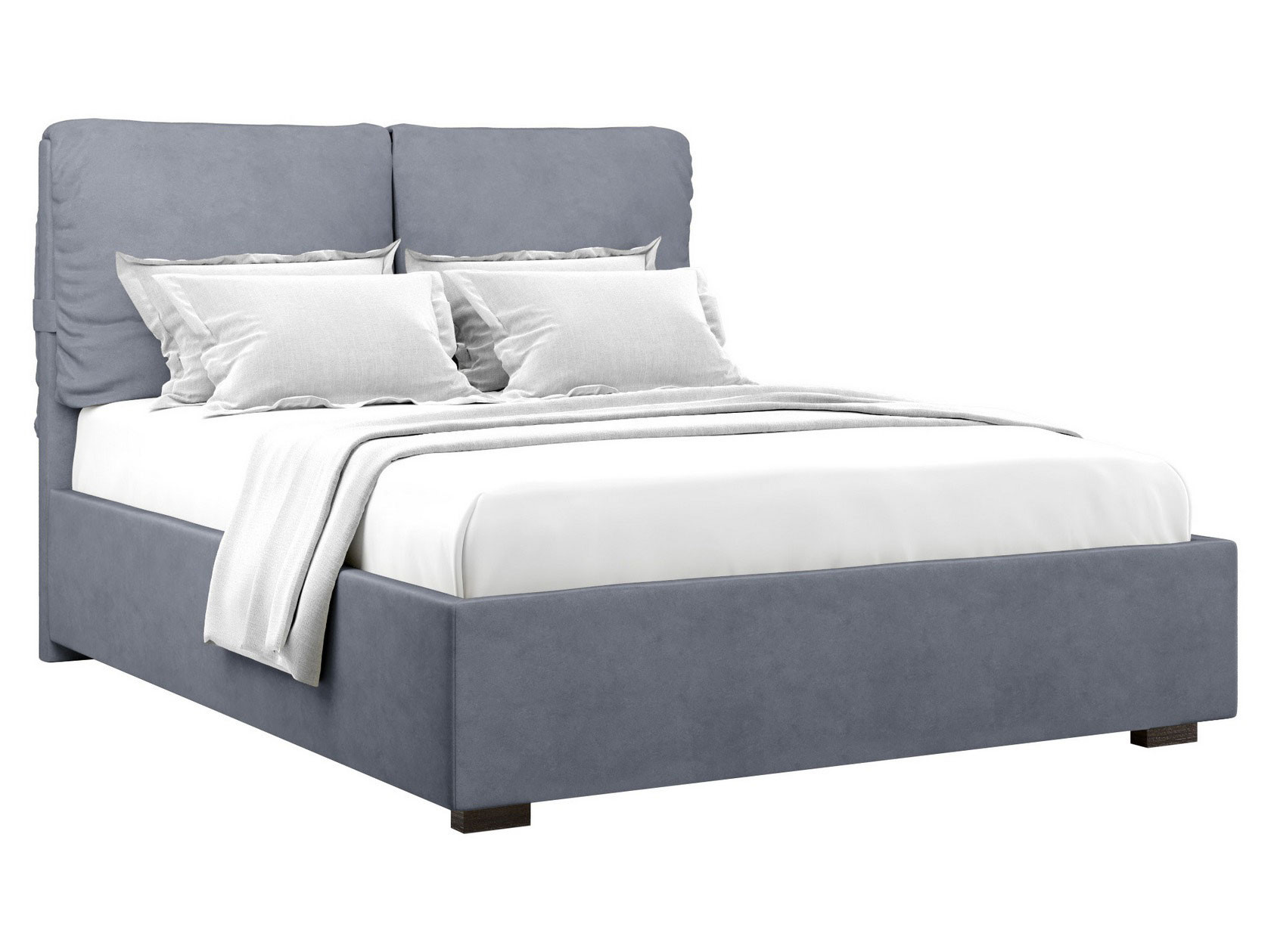 Двуспальная кровать  Тразимено ПМ Серый, велюр, 180х200 см