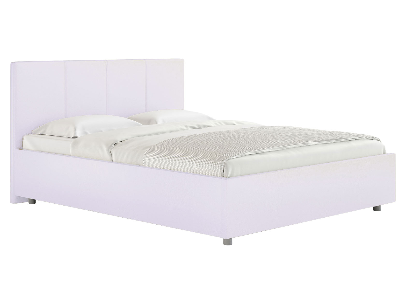 Двуспальная кровать  Прато Белый, экокожа, 200х200 см, Без подъемного механизма