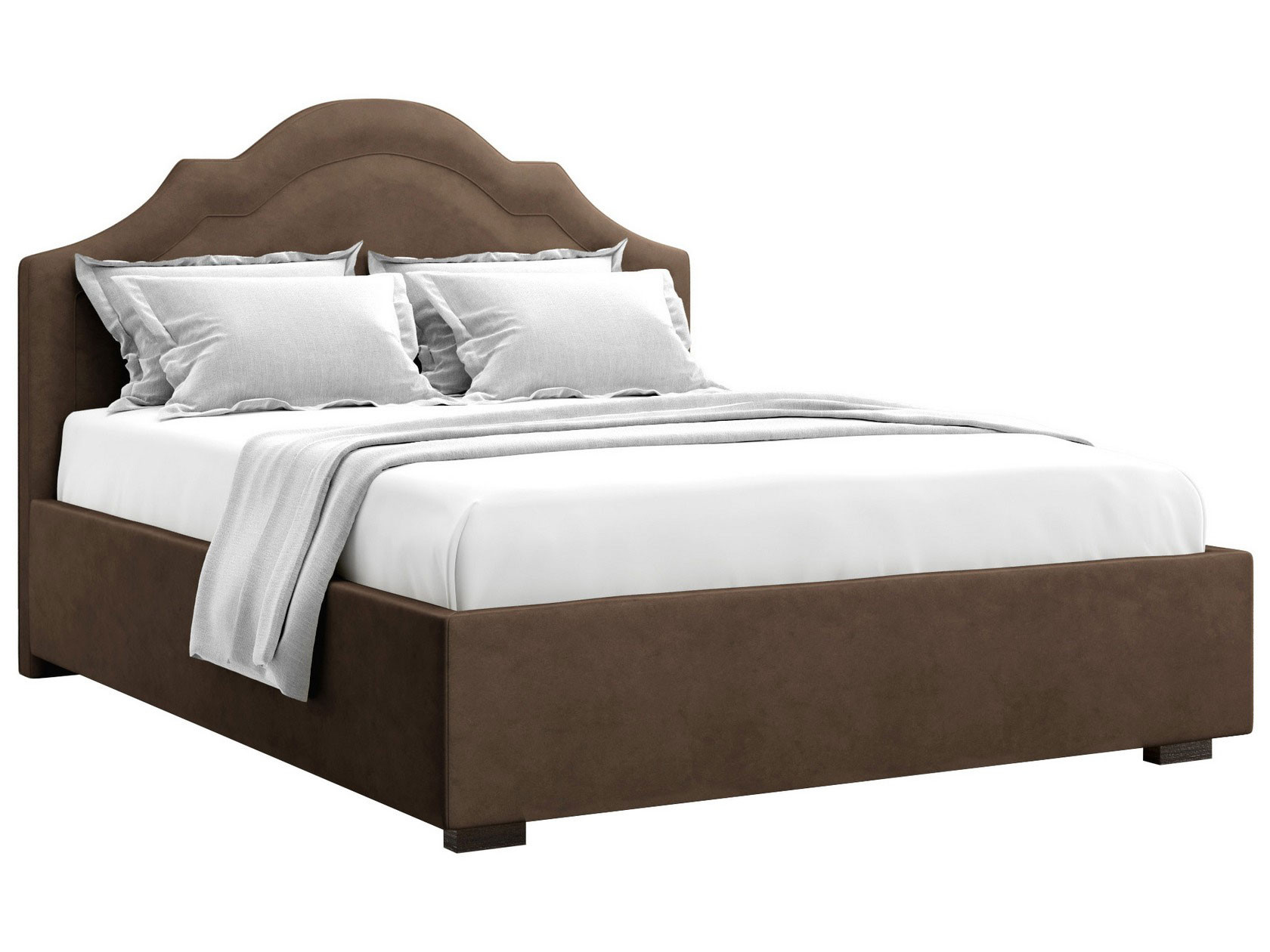 Двуспальная кровать  Мадзоре ПМ Коричневый, велюр, 160х200 см