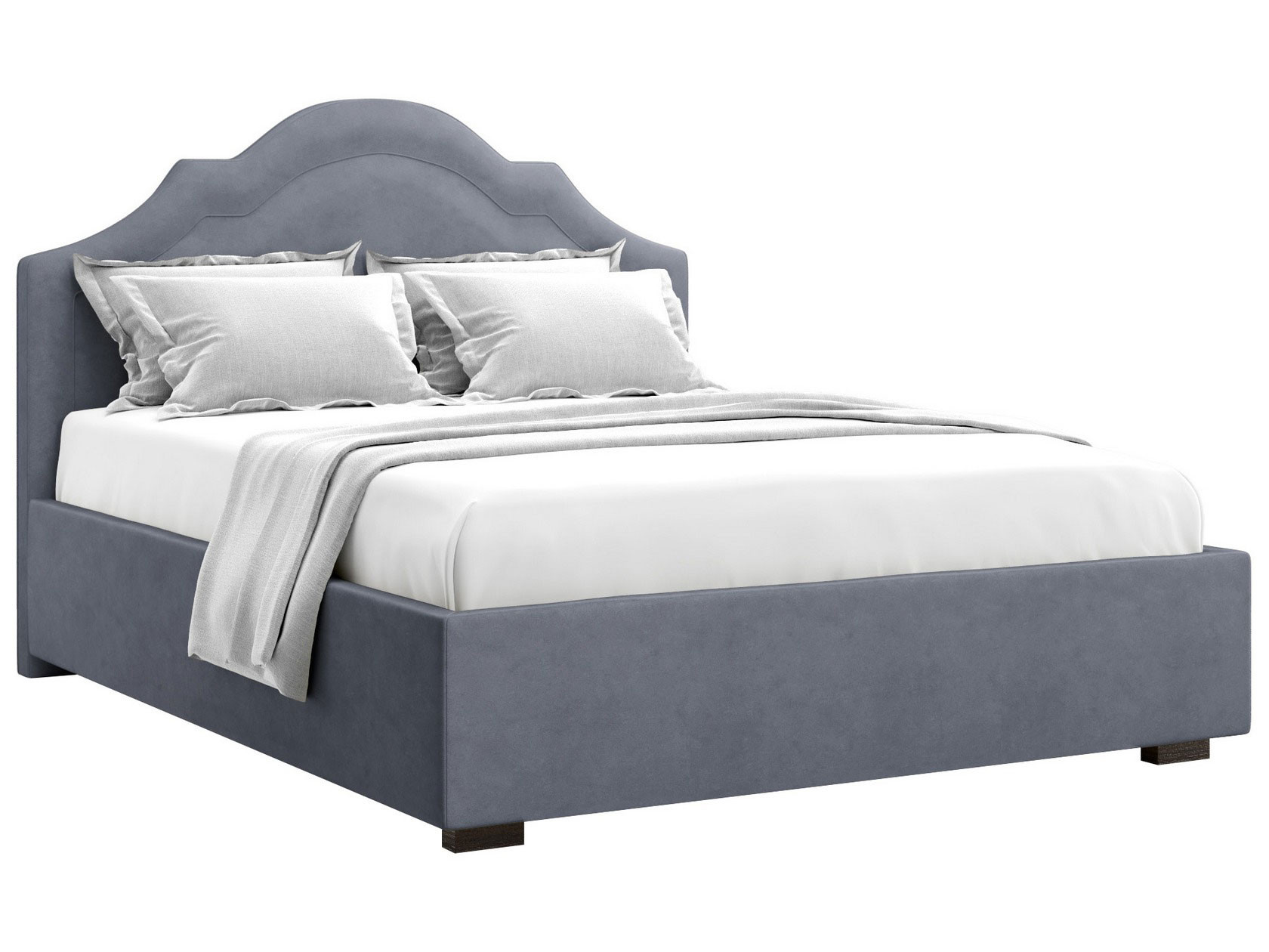 Двуспальная кровать  Мадзоре ПМ Серый, велюр, 140х200 см