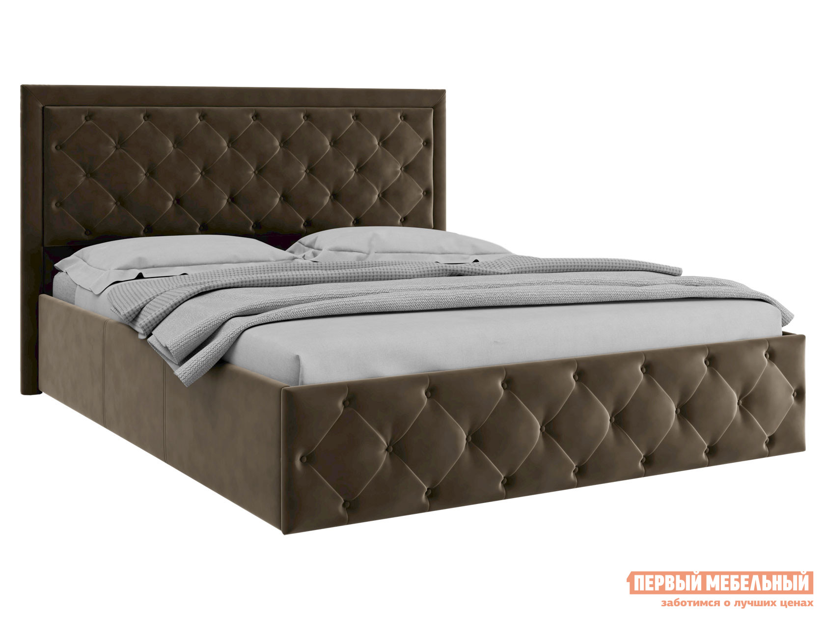 Двуспальная кровать  Мишель ПМ Коричневый, велюр, 160х200 см