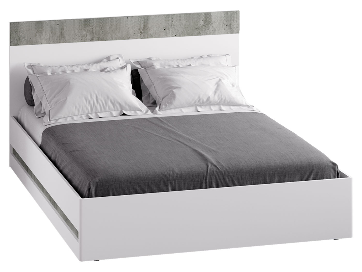Двуспальная кровать  Инстайл Метрополитан грей / Белый глянец, Анатомическое основание с подъемным механизмом