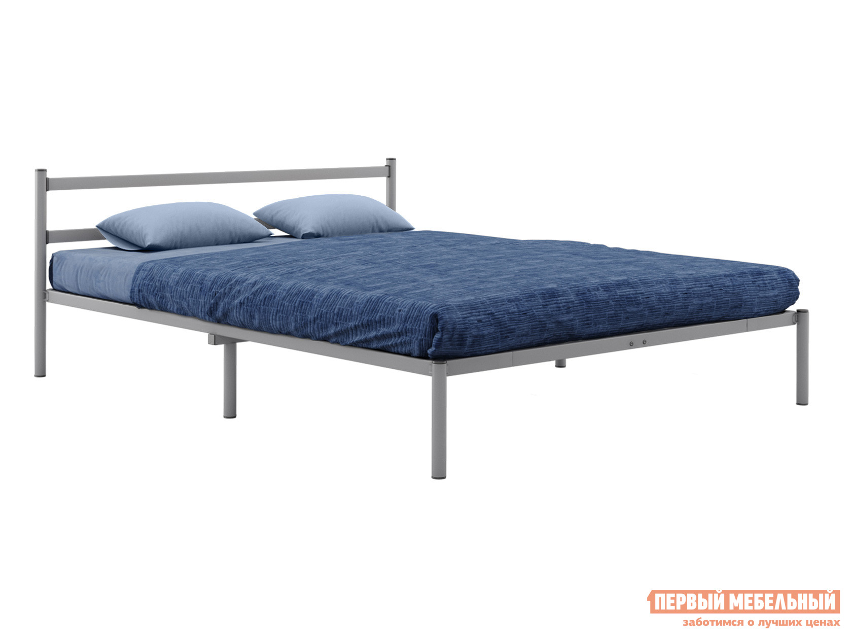 Двуспальная кровать  Грета Серый, металл, 160х200 см, Без матрасодержателя Квадрат 140283