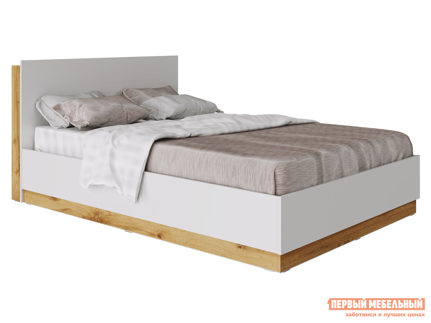 Двуспальная кровать  Фреско ПМ Дуб Вотан / Белый, 160х200 см