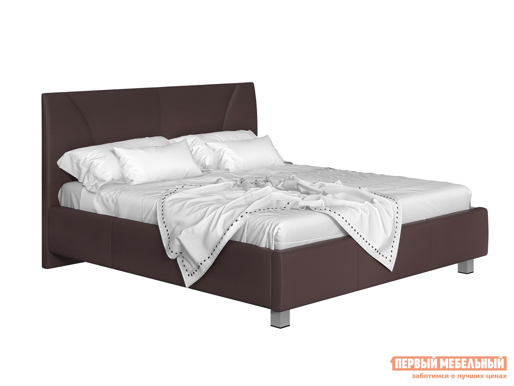 Двуспальная кровать  с подъемным механизмом Севилья Коричневый, экокожа, 140х200 см Первый Мебельный 99832