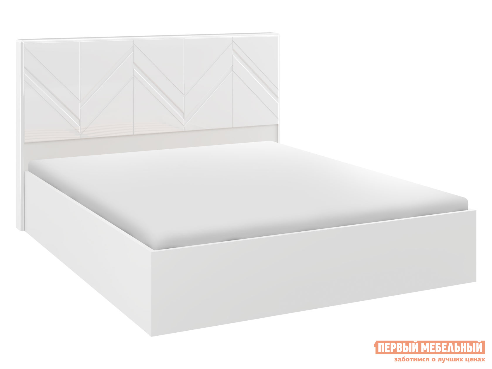 Двуспальная кровать  Моника Люкс Белый глянец, Без подъемного механизма