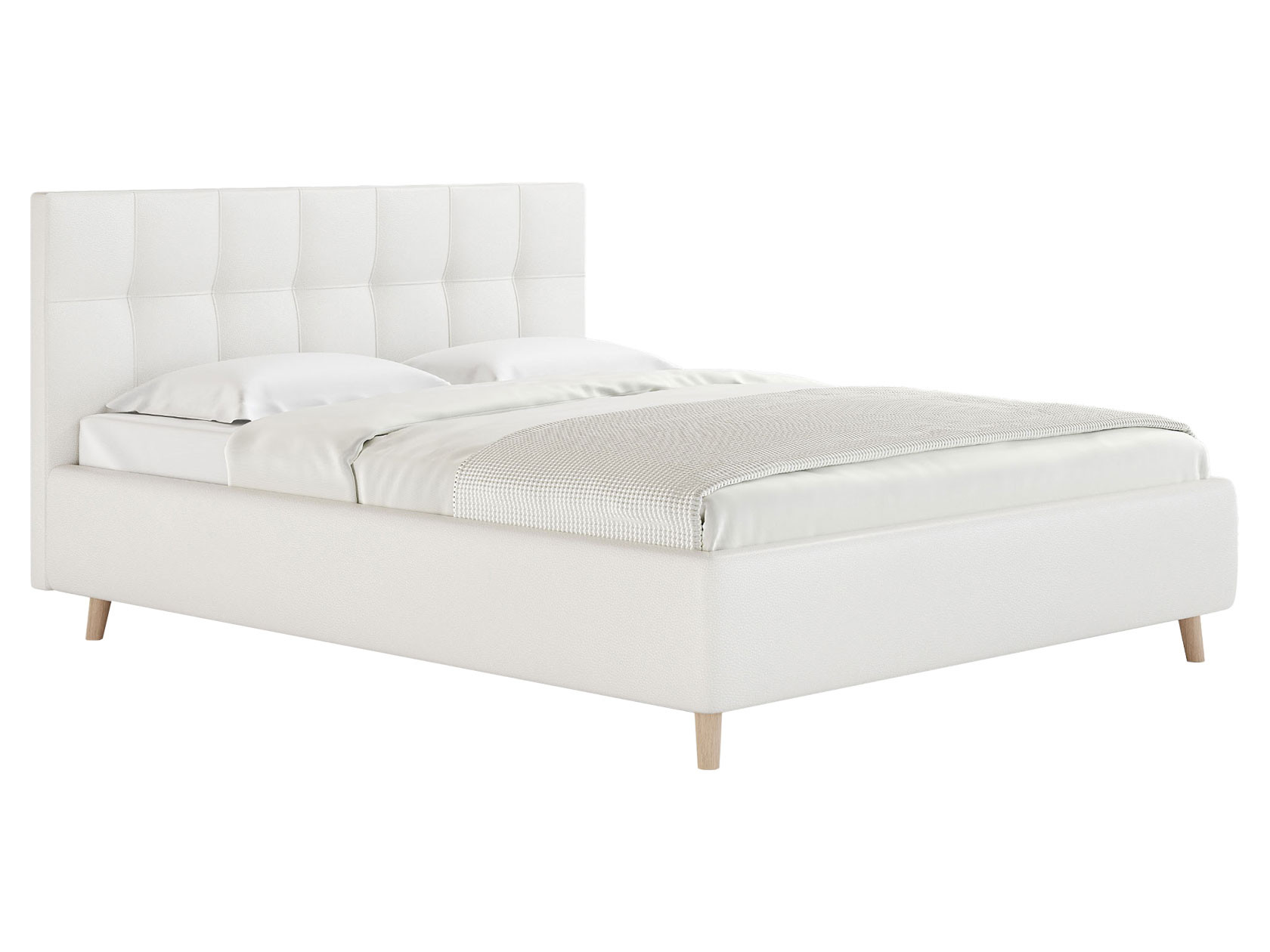 Двуспальная кровать  Белла Белый, экокожа, 160х200 см, Без подъемного механизма Сонум 135458