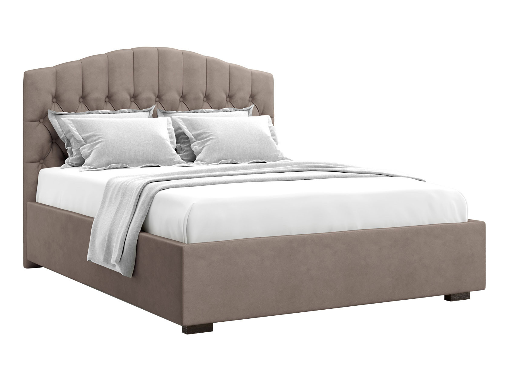 Двуспальная кровать  Лугано ПМ Кремовый, велюр, 160х200 см Агат 132370