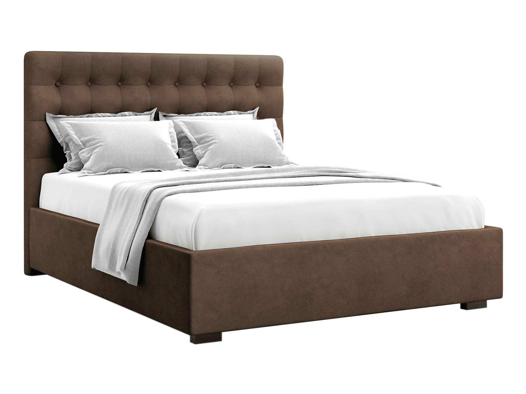 Двуспальная кровать  Брайерс ПМ Коричневый, велюр, 180х200 см