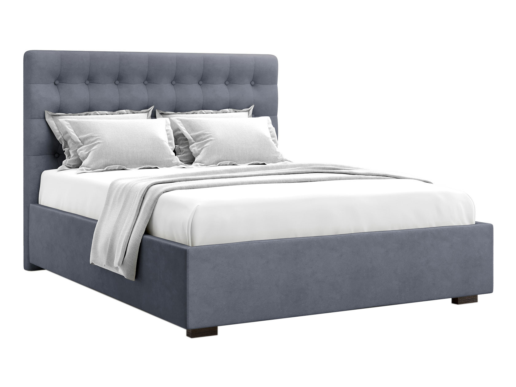 Двуспальная кровать  Брайерс ПМ Серый, велюр, 160х200 см