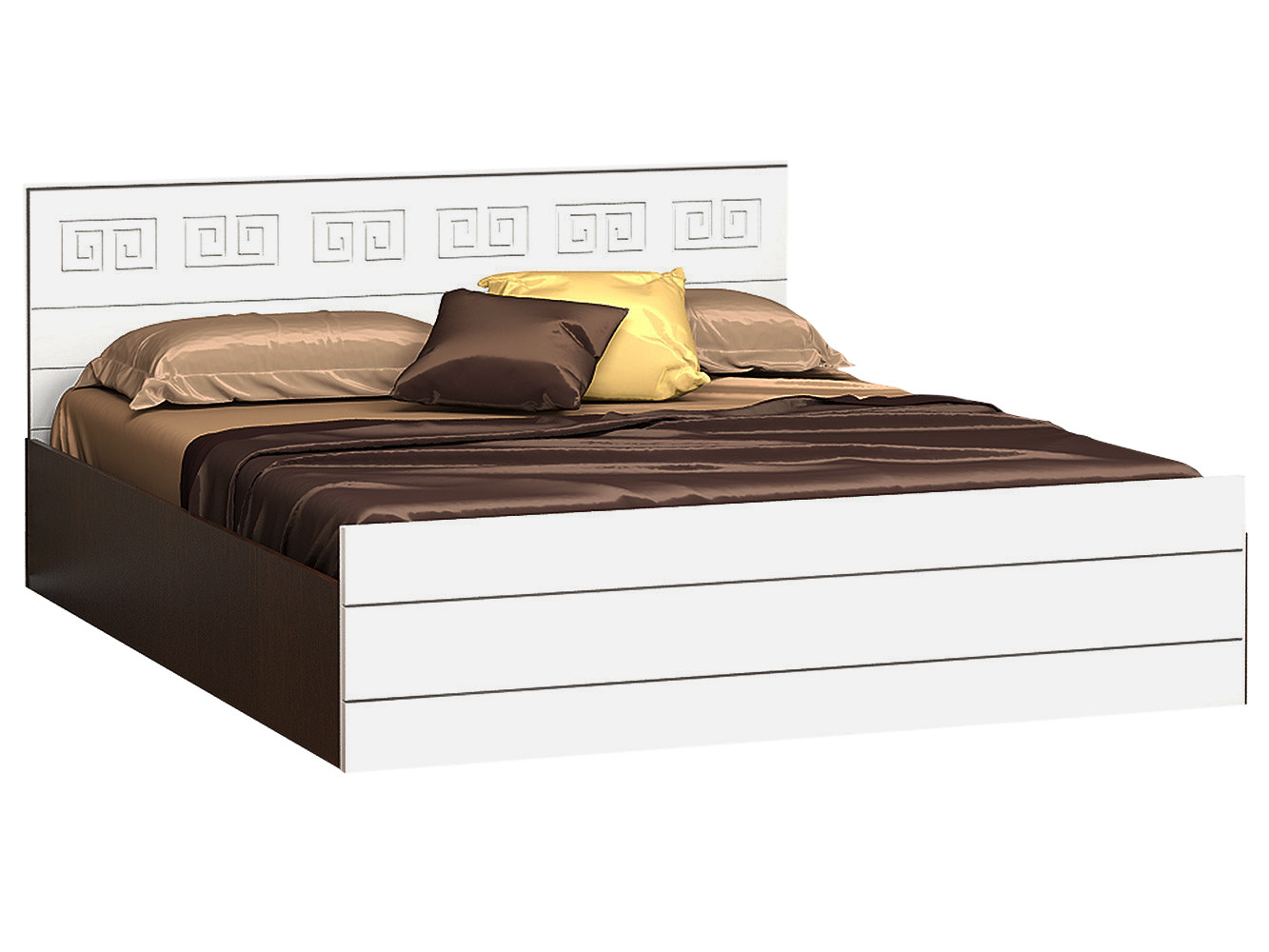 Двуспальная кровать  Афина Дуб Венге / Белый глянец, 140х200 см