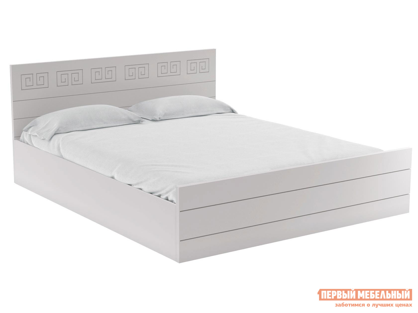 Двуспальная кровать  Афина Белый шагрень / Белый глянец, 160х200 см