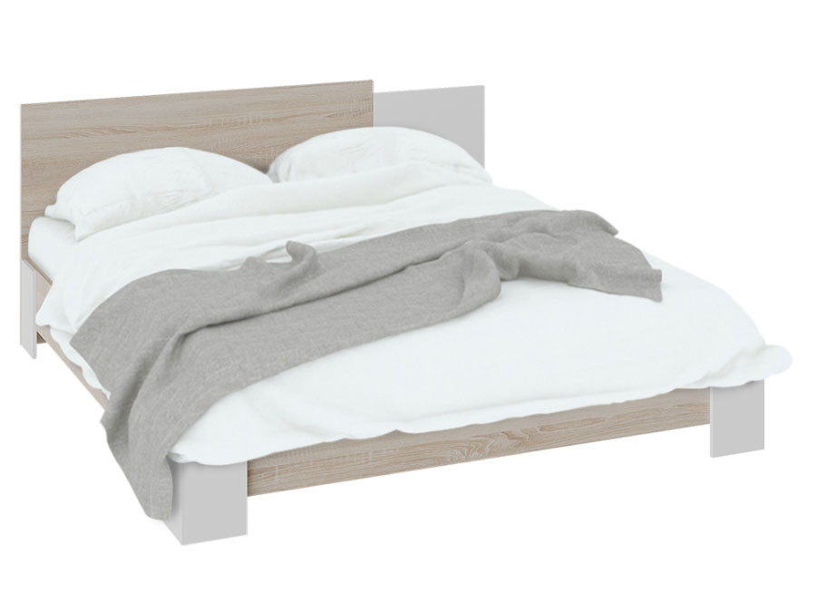 Двуспальная кровать Валери Дуб Сонома / Белый ясень, 180х200 см