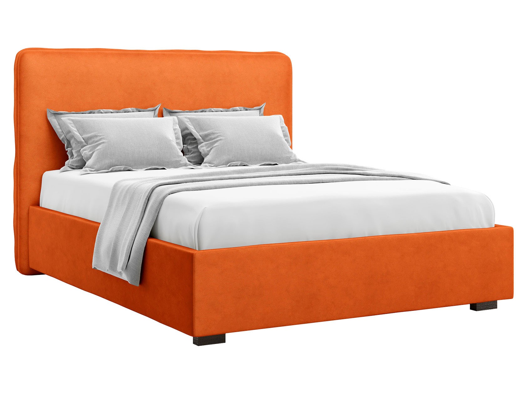 Двуспальная кровать  Брахано Оранжевый, велюр, 160х200 см, Без подъемного механизма