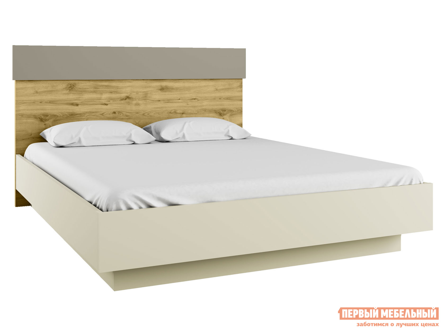 Двуспальная кровать  Модерн ПМ Персидский жемчуг / Дуб Наварра, 160х200 см, С подъемным механизмом