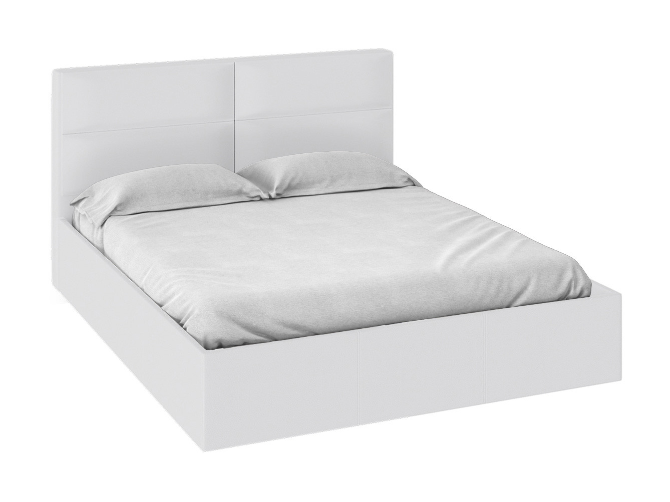 Двуспальная кровать  Грегори Люкс С подъемным механизмом, 140х200 см, Белый, экокожа