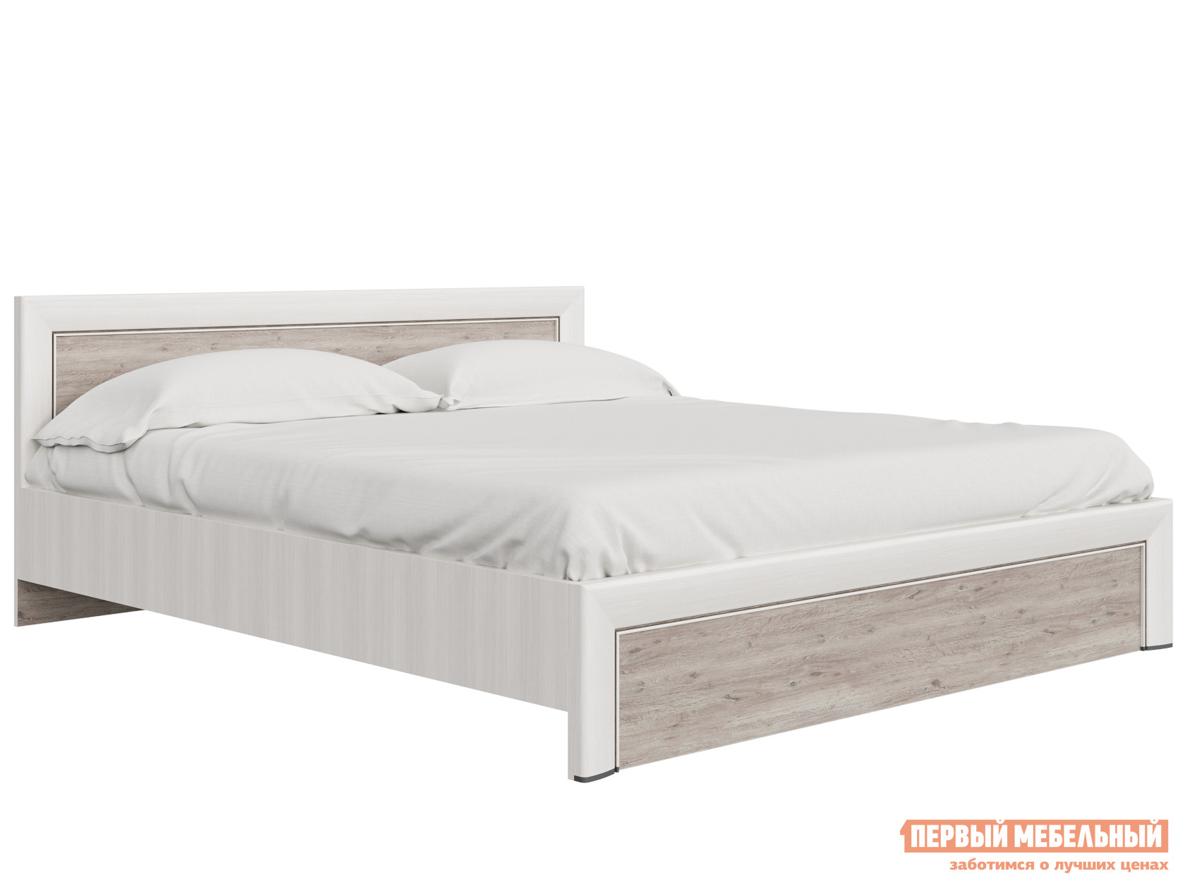 Двуспальная кровать  Оливия Вудлайн кремовый / Дуб анкона, 180х200 см, Без подъемного механизма