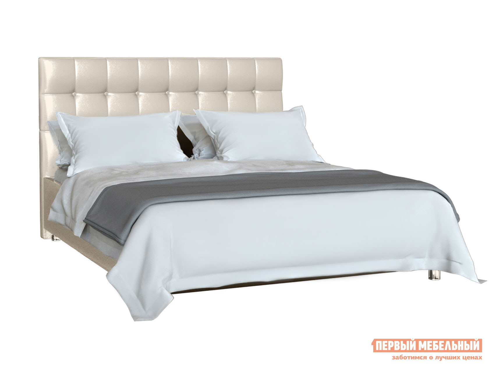 Двуспальная кровать  Тиволи Платиновый перламутр, экокожа, 1600 Х 2000 мм, С подъемным механизмом Сонум 97702