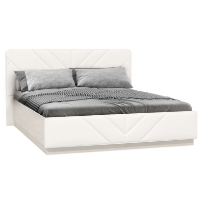 Двуспальная кровать  Кровать Амели 160х200 Шелковый камень / Экокожа белая