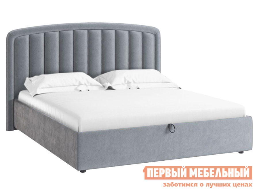 Двуспальная кровать  Сиена Лайт ПМ Муссон, велюр, 160х200 см, С дном короба для белья