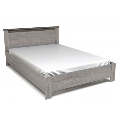 Двуспальная кровать  Кровать Денвер Риббек серый / Камень темный, 1400 Х 2000 мм, С основанием, Без подъемного механизма