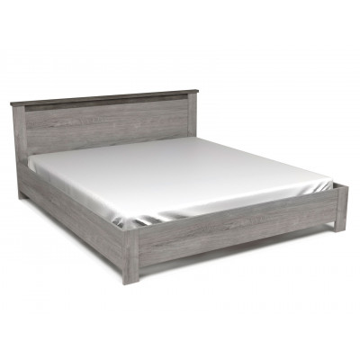 Двуспальная кровать  Кровать Денвер Риббек серый / Камень темный, 1800 Х 2000 мм, Без основания, Без подъемного механизма