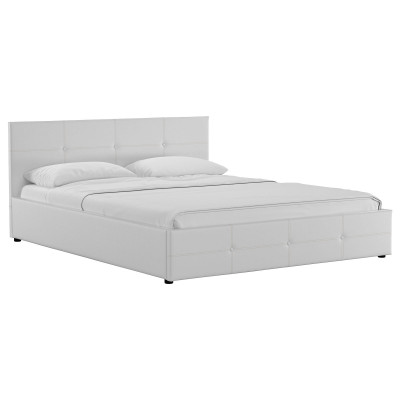 Двуспальная кровать  Кровать Синди с подъемным механизмом 160х200 Белый, экокожа