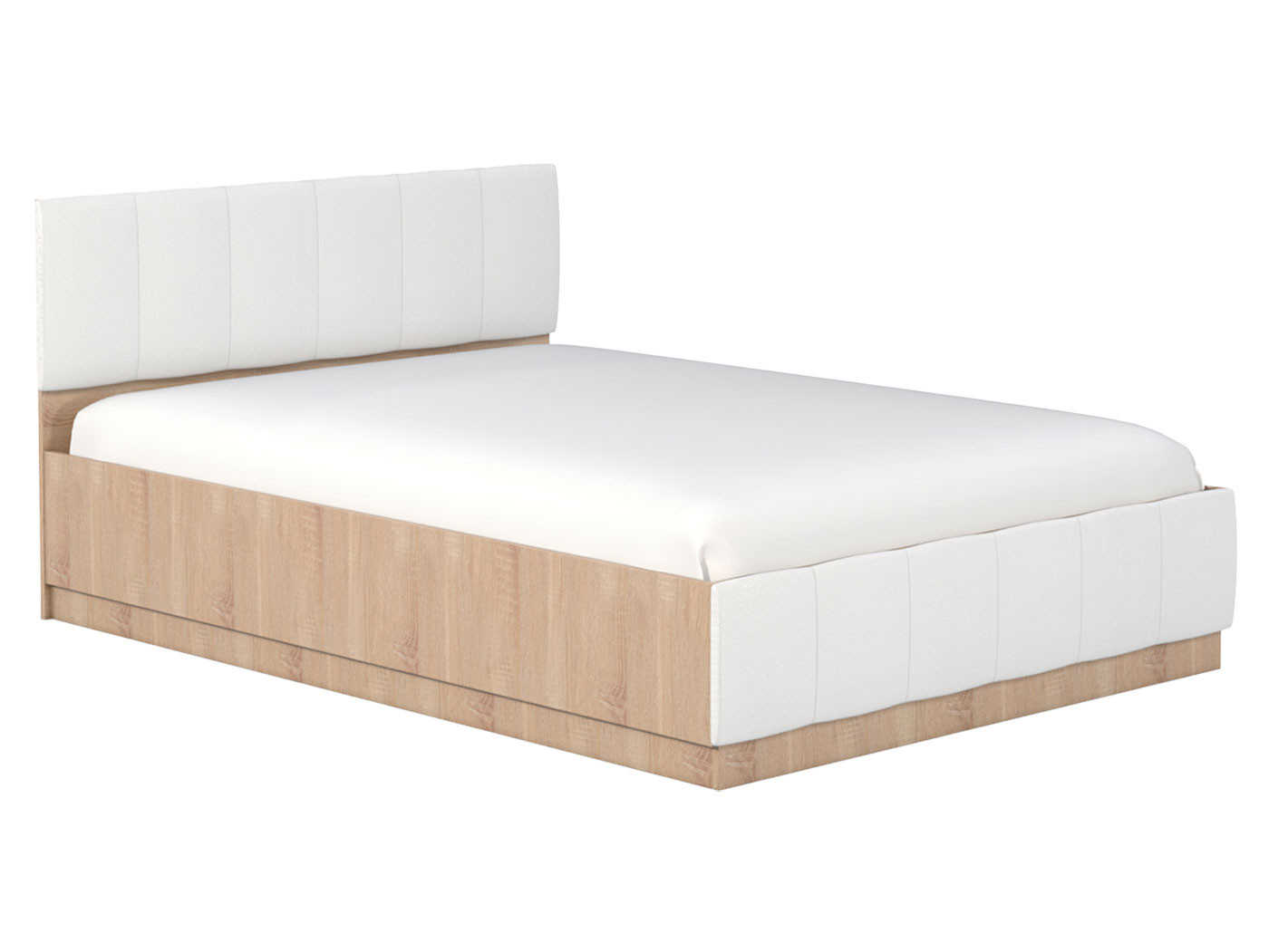 Двуспальная кровать  Линда с ПМ Дуб Сонома / Белый (текстура дерева), 1400 Х 2000 мм Моби 73619