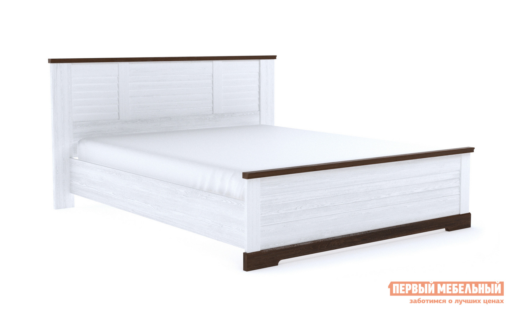 Двуспальная кровать  Кантри Сосна андресон/ Орех рибек темный, 1600 Х 2000 мм, С основанием, подъемным механизмом СБК 89425