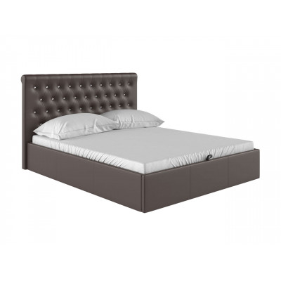 Двуспальная кровать  Кровать с подъемным механизмом Женева Коричневый, экокожа , 1400 Х 2000 мм