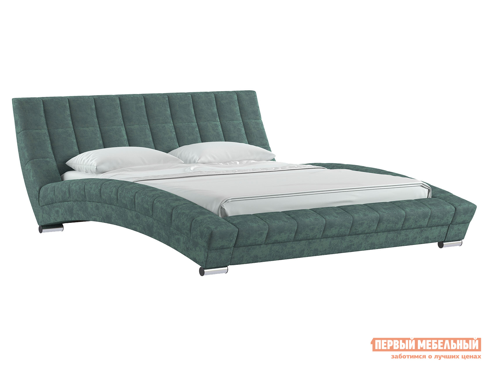 Двуспальная кровать  Кровать Оливия Ментоловый, велюр, 1600 Х 2000 мм