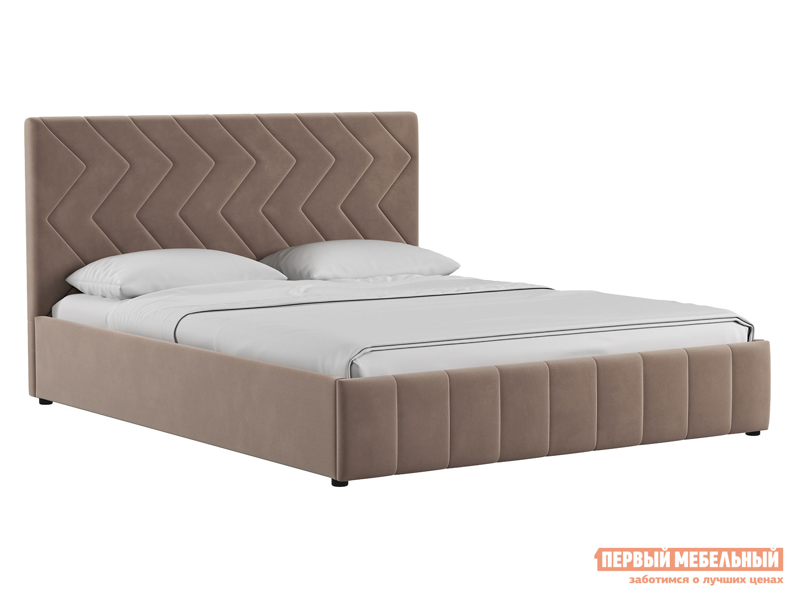 Двуспальная кровать  Кровать с подъемным механизмом Милана Карамельный тауп, велюр, 1600 Х 2000 мм