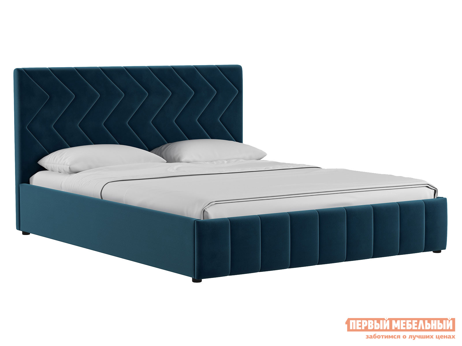 Двуспальная кровать  Кровать с подъемным механизмом Милана Полуночно-синий, велюр, 1400 Х 2000 мм