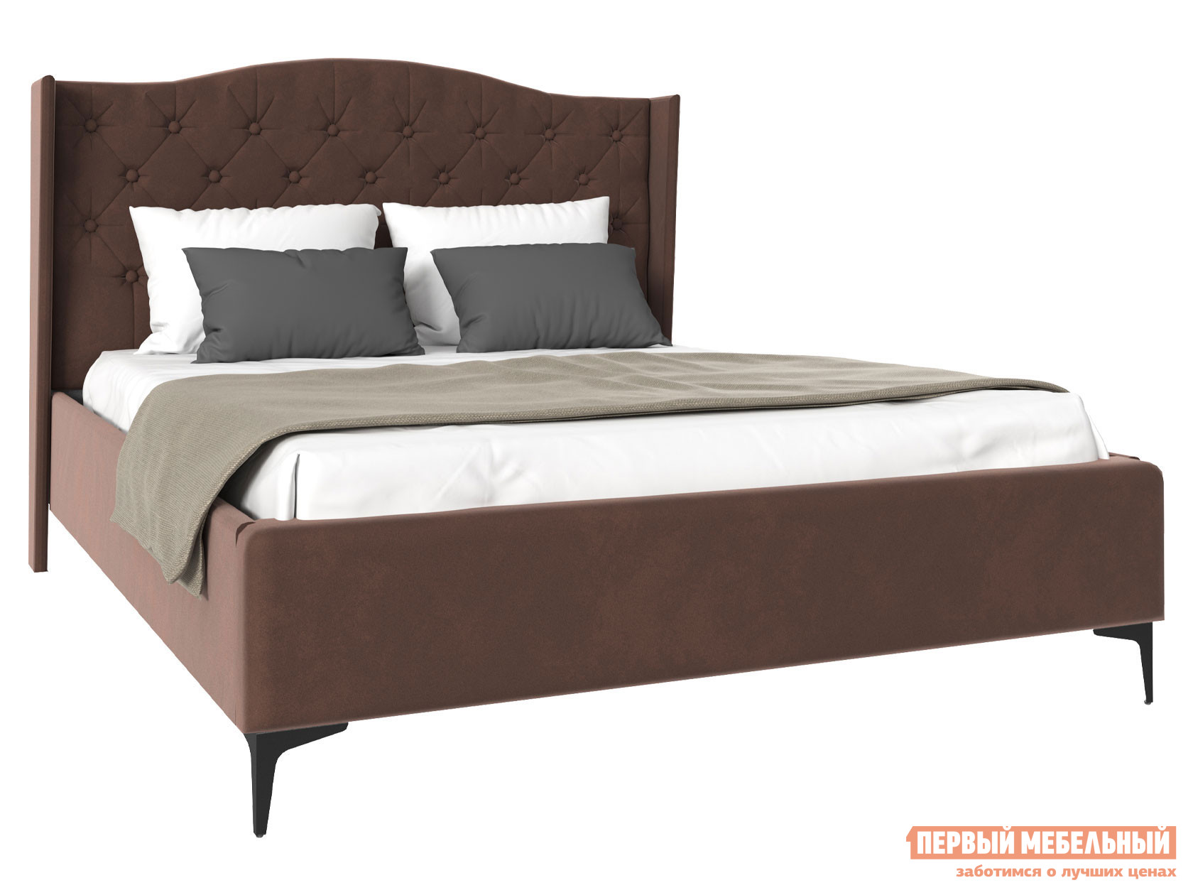 Двуспальная кровать  Танго ПМ Шоколадный, велюр, 160х200 см