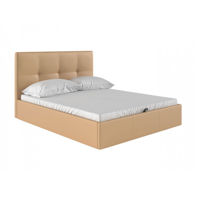 Двуспальная кровать  Верда Бежевый, экокожа, 180х200 см