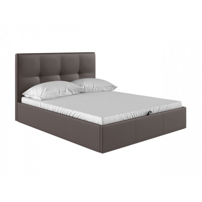 Двуспальная кровать  Верда Коричневый, экокожа , 140х200 см