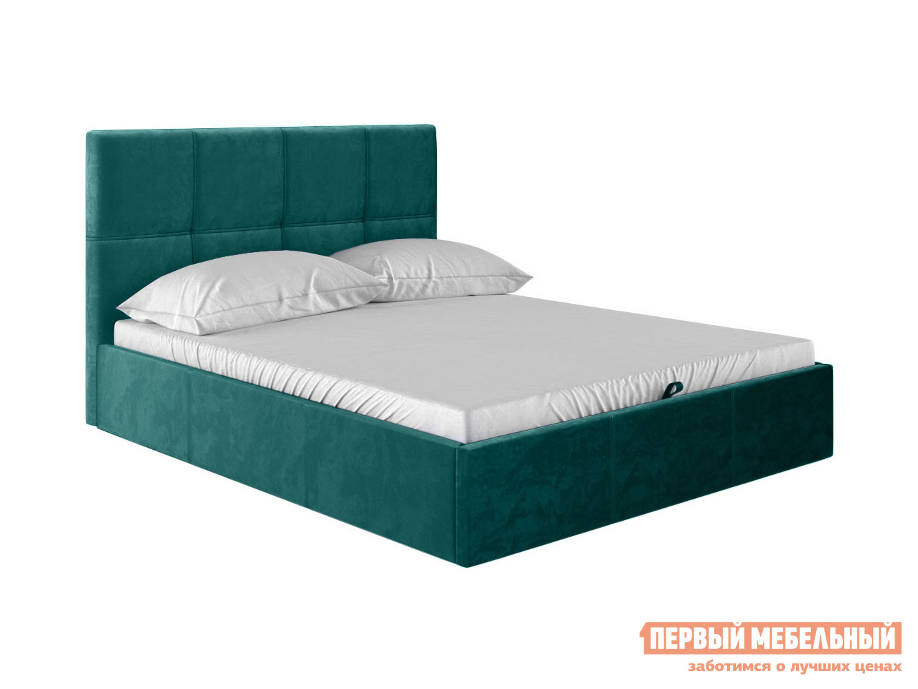 Двуспальная кровать  Верда ПМ Изумрудный, велюр, 140х200 см