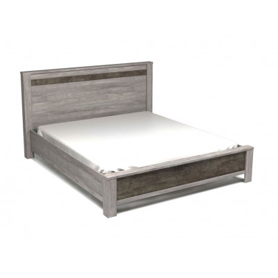 Двуспальная кровать  Кровать Денвер 2 Риббек серый / Камень темный, 1600 Х 2000 мм, Без основания, Без подъемного механизма