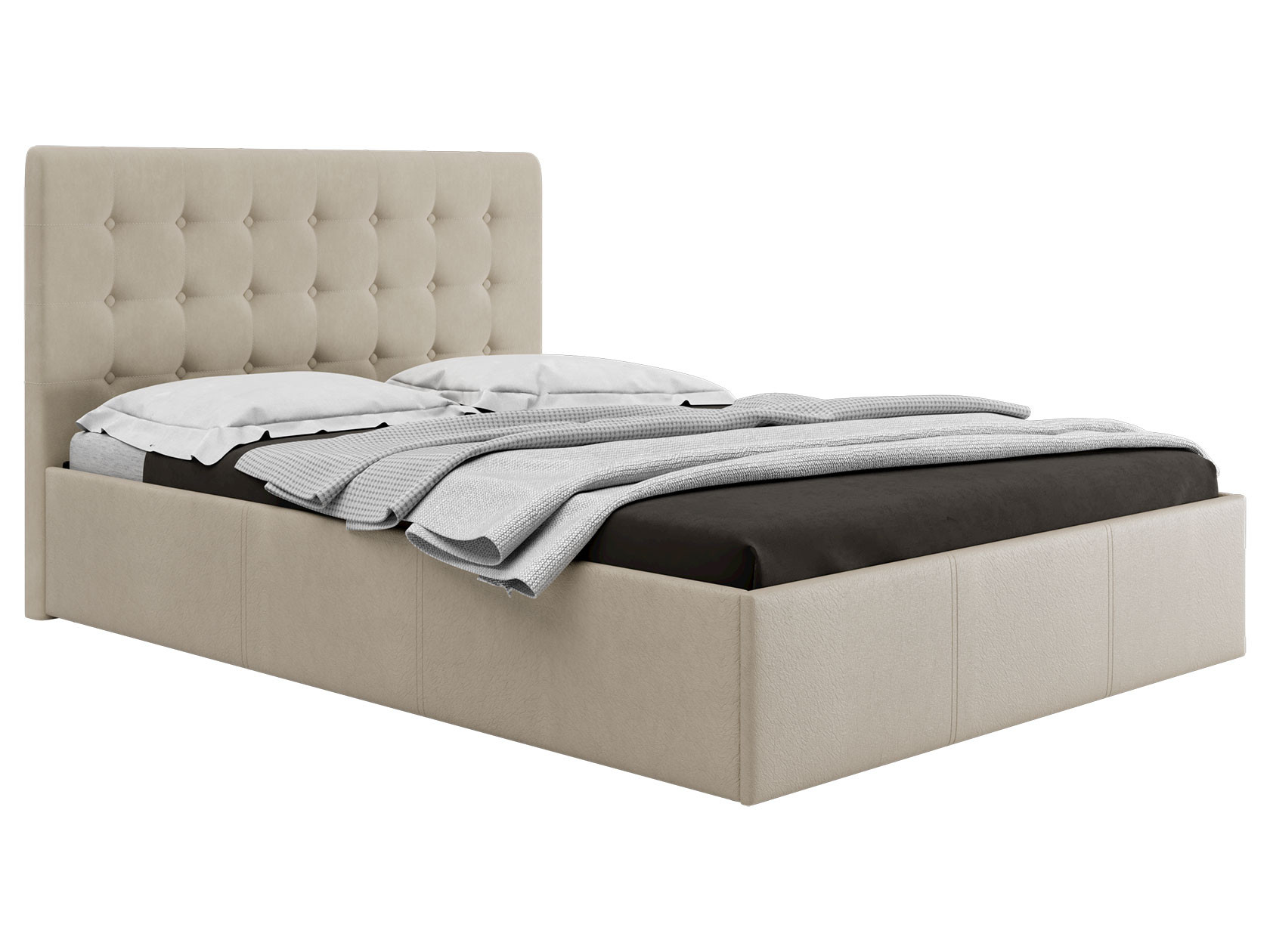 Двуспальная кровать  Кровать с подъемным механизмом Эва Бежевый, велюр, 160х200 см