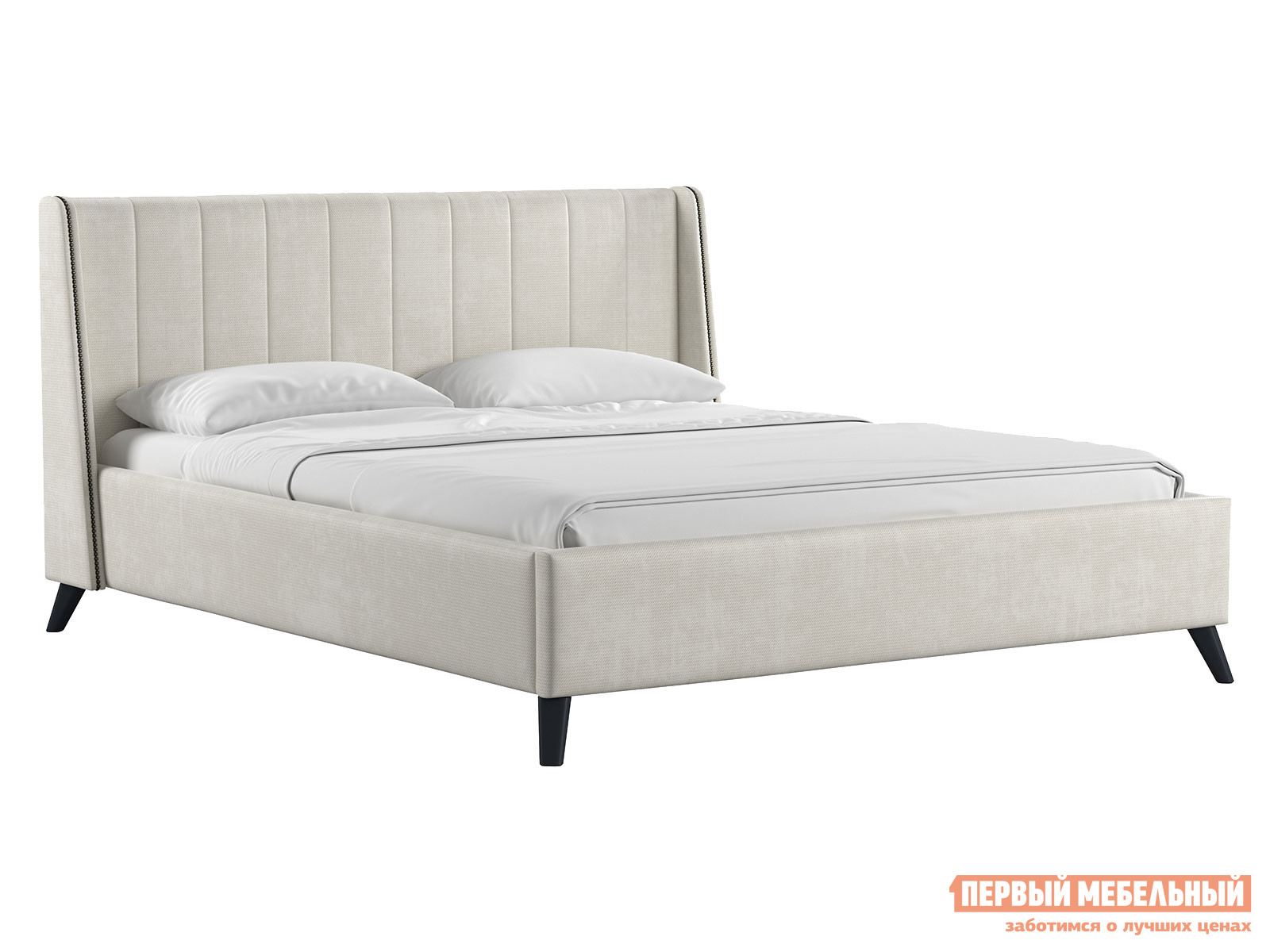 Двуспальная кровать  Мелисса ПМ Светло-бежевый, велюр, 160х200 см
