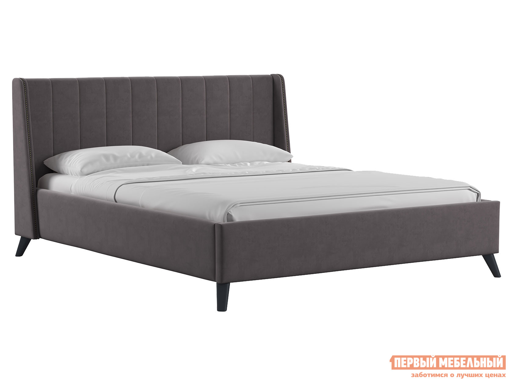 Двуспальная кровать  Мелисса ПМ Темно-серый, велюр, 160х200 см