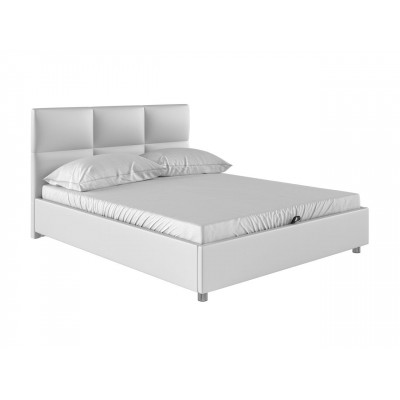 Двуспальная кровать  Кровать с мягким изголовьем Агата Белый, экокожа , 180х200 см