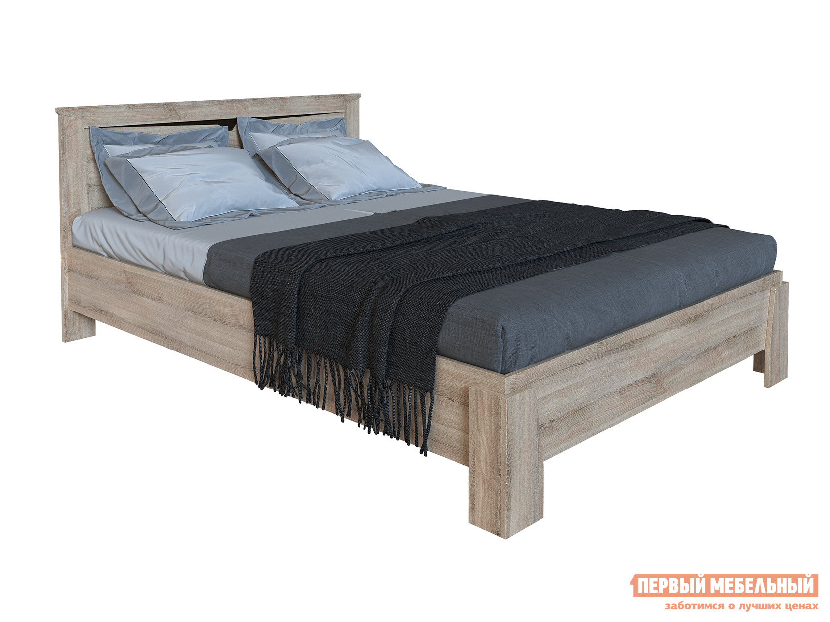 Двуспальная кровать  Кровать Гарда NEW Ясень Таормино, 160х200, Без основания, Без подъемного механизма