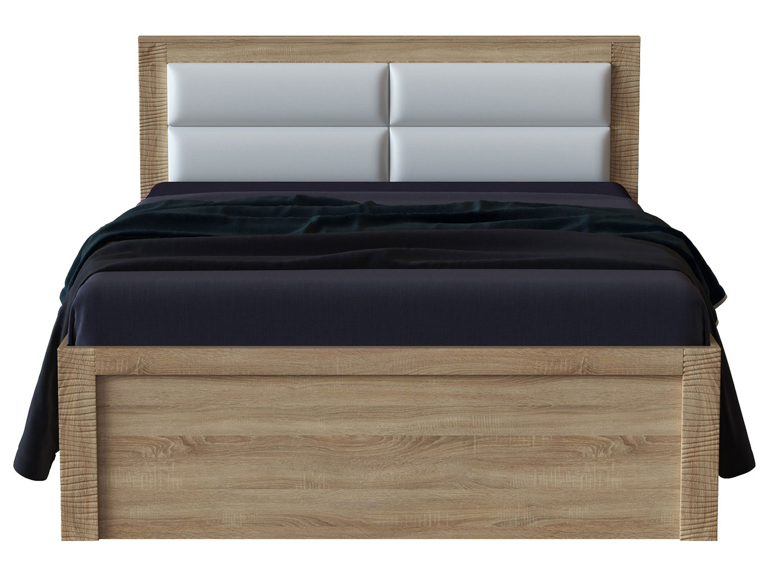 Двуспальная кровать  Элегия Дуб сонома / Белый глянец, 160х200 см, С анатомическим основанием