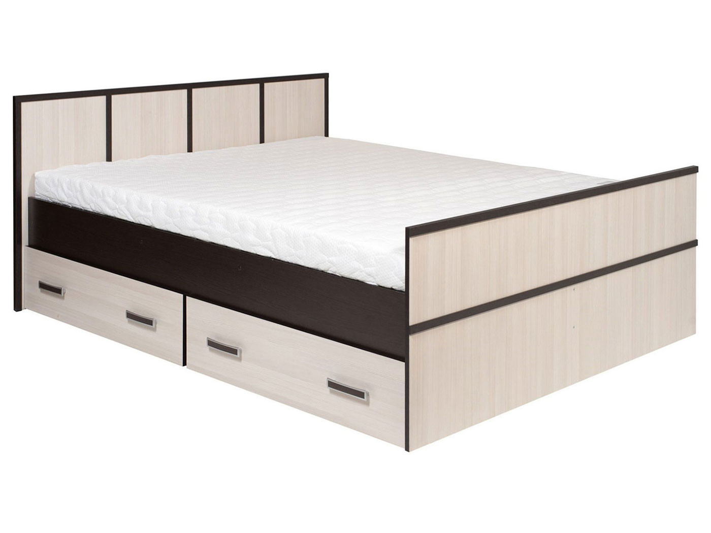 Двуспальная кровать  Сакура 160х200 см, Венге / Лоредо, С реечным основанием